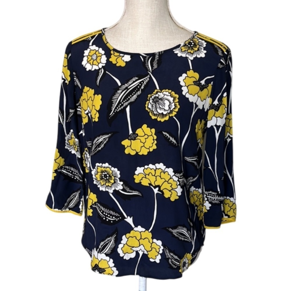 Boden Navy/Yellow Floral Blouse -6